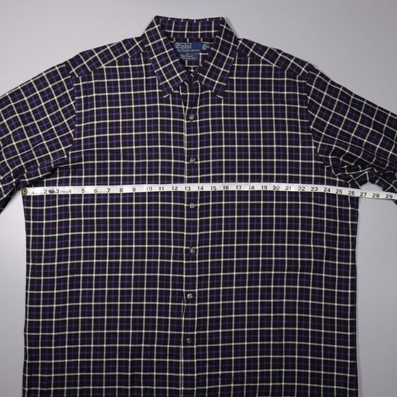 Polo Ralph Lauren Shirt Window Pane Plaid New Lowell Fine Two Ply 100's Mens XL - Picture 7 of 9